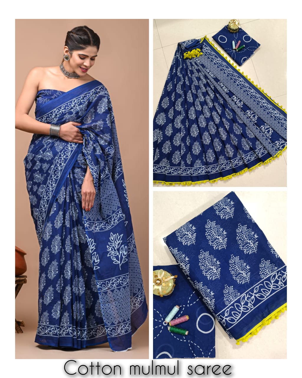 Hand block print Saree with blouse